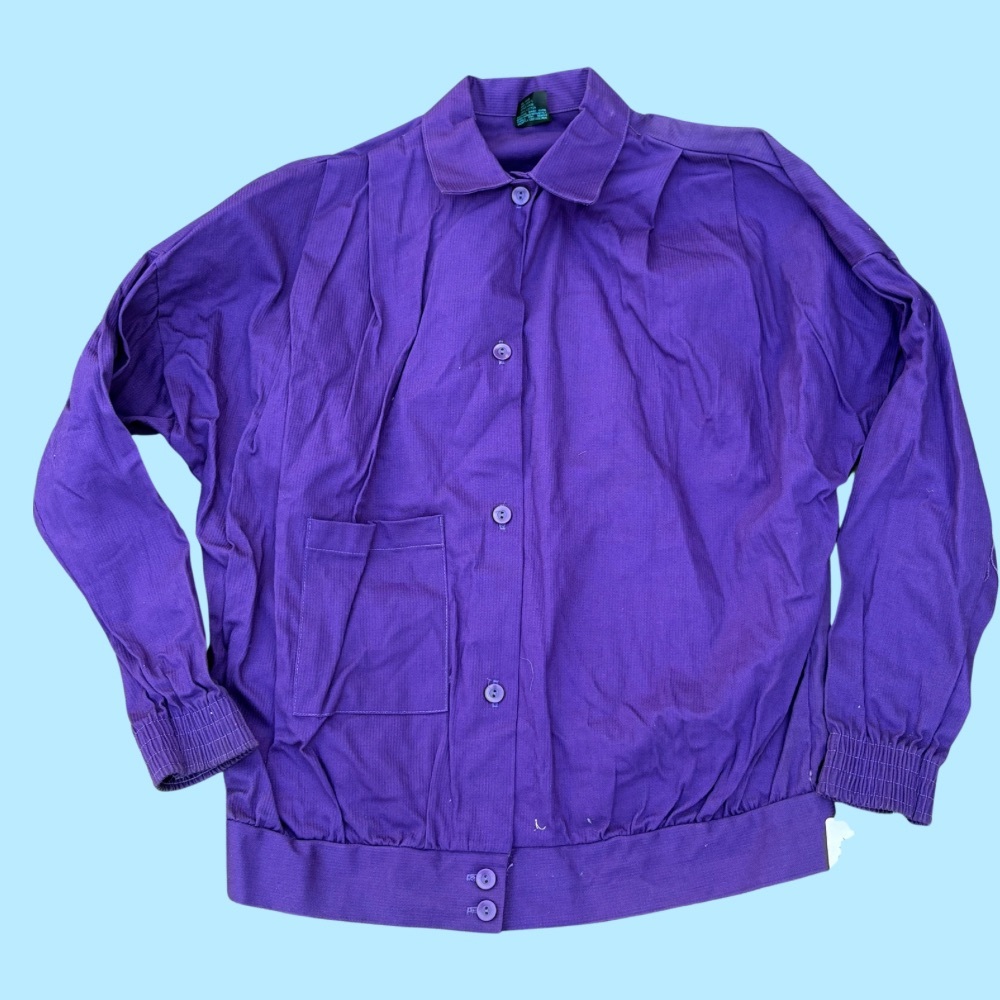 Vtg 1980s Ribbed Purple Cotton Shirt Jacket USA Women’s S Shacket Gazelle NOS